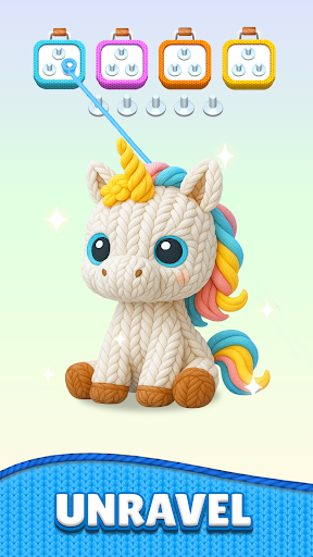 Dynamiczne rozplątywanie kłębków włóczki na kolorowym poziomie